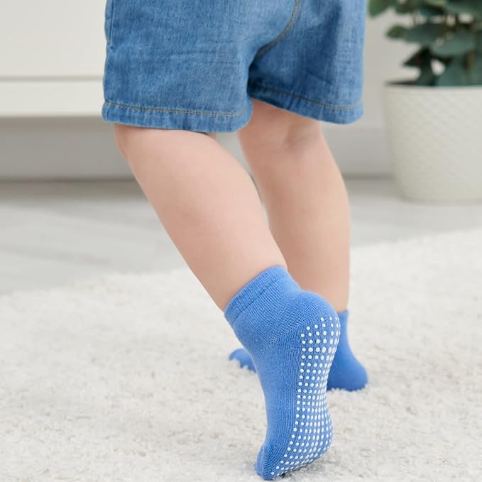 ZAPLES Baby Non Slip Grip Ankle Socks with Anti Skid Grippers Boys Girls Low Cut for Infants Toddlers Kids