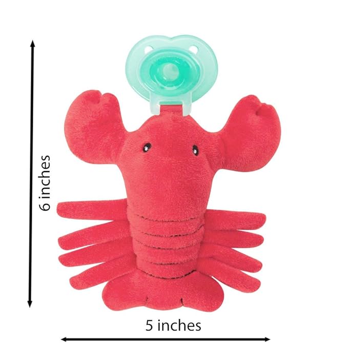 Nookums Paci-Plushies Buddies - Lobster Pacifier Holder - Adapts to Name Brand Pacifiers, Suitable for All Ages, Plush Toy Includes Detachable Pacifier