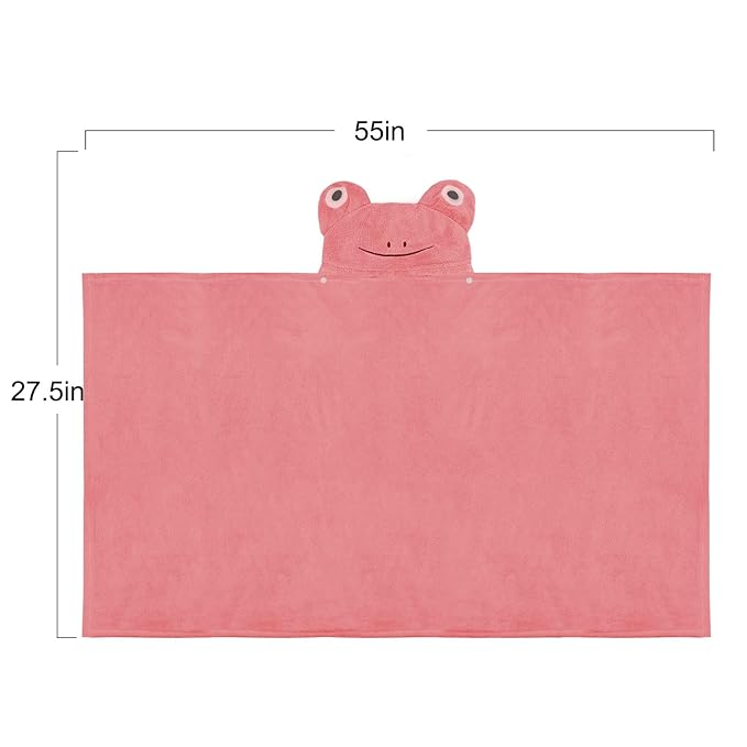 ROMASA Baby Bath Towel Ultra Soft Hooded Towel Highly Absorbent Bathrobe Blanket Toddlers Shower Gifts for Boys Girls-27.5" x 55" (Pink-flog)