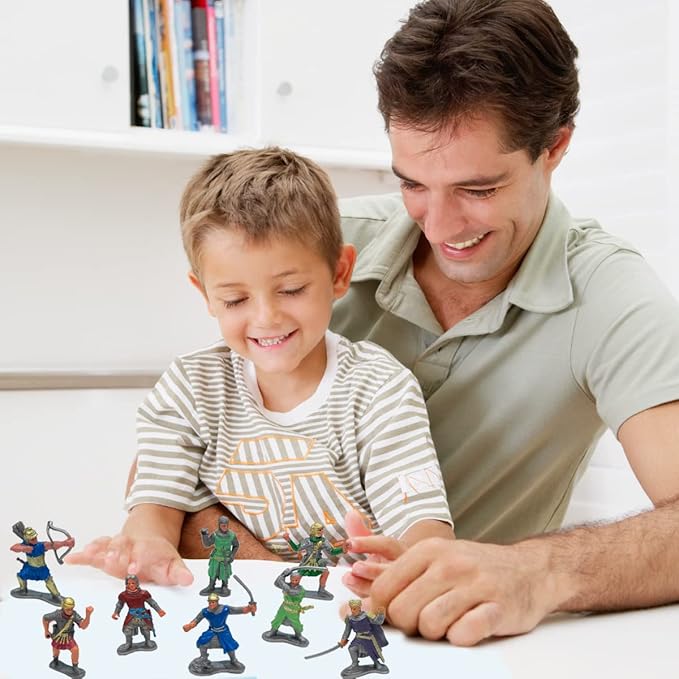 Liberty Imports 8 PCS Medieval Knight Figures - Toy Soldiers Free-Standing Figurines with Realistic Details, Medieval Party Decorations and Cake Toppers, Knight Party Favors for Kids