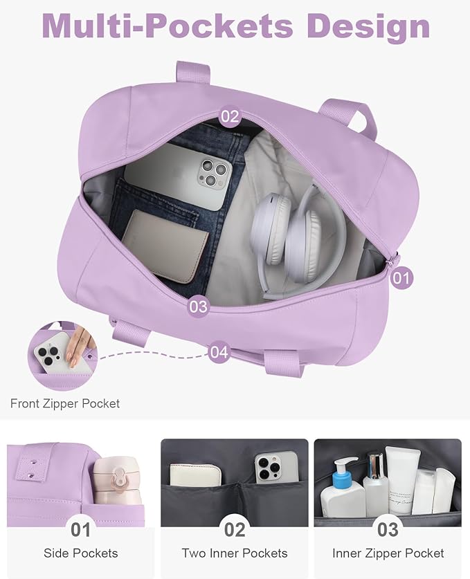 Travel Duffle Bag, Waterproof Weekender Overnight Hospital Bags for Women Men with Toiletry Bag Lightweight Carry on Personal Item Duffle Gym Bag for Travel, Airplanes, Sports