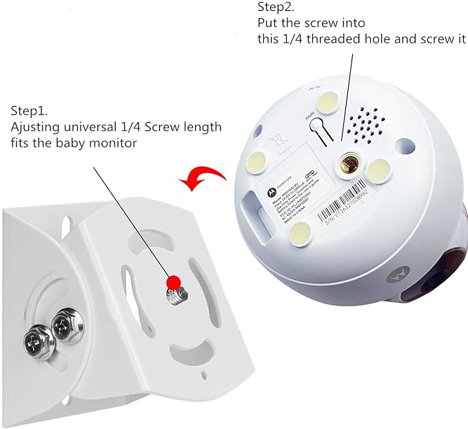 Baby Monitor Wall Mount for Infant Optics DXR-8,Adjustable Angle Mounting Brackets for Motorola,Babysense,HelloBaby and Most Universal Camera Stand Indoor Wide Angle Aluminum Alloy Material(White)