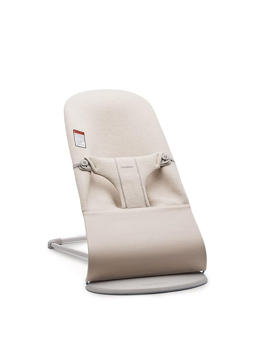 BabyBjörn Bouncer Bliss, Light Beige, 3D Jersey | 2-in-1 Adjustable Baby Bouncer Seat and Toddler Chair, Newborn to Toddler (8-29 lbs), 4 positions, Lightweight & Portable
