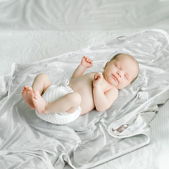 GRSSDER Baby Blankets Super Soft Stretchy Jersey Swaddle Blanket 2 Pack for Girls and Boys, Double Layer Reversible Receiving Blankets 34 x 44, Extra Large for Swaddling, Dinosaurs