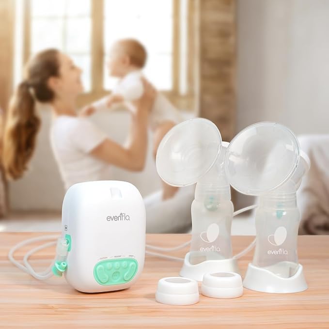 Evenflo Pocket Portable Double Electric Breast Pump, White, 20 Pumping Sessions per Charge, 9 Suction Settings, 3 Memory Presets