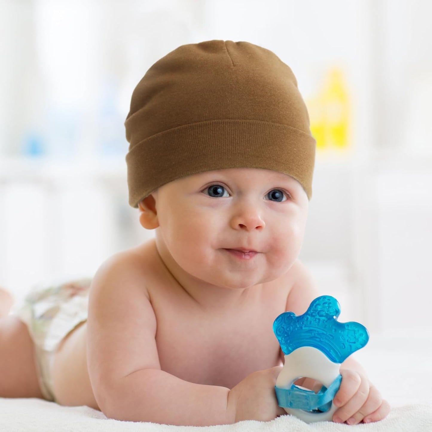 DRESHOW BQUBO 4 Pieces Baby Beanie Newborn Toddler Soft Cute Knit Hat Hospital Hats for Baby Boys Infant Cap Beanies