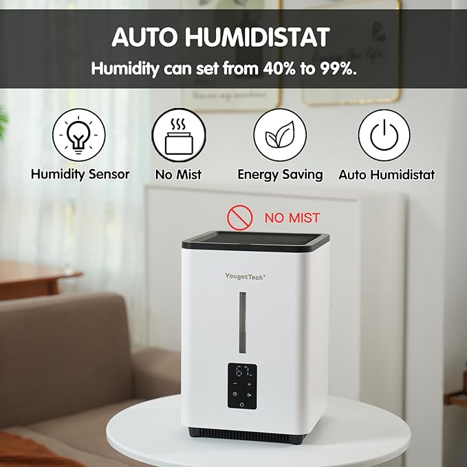 Evaporative Humidifiers for Bedroom Large Room|1.55Gallons|20W evaporative cool mist humidifier|7 Speed | MAX Output 1000 ml/h | Auto Humid | Top Filling