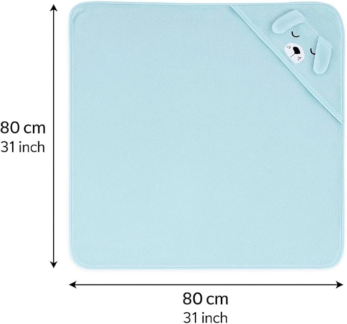 Hooded Baby Bath Towel, Pink Design, Soft and Absorbent (White and Blue)