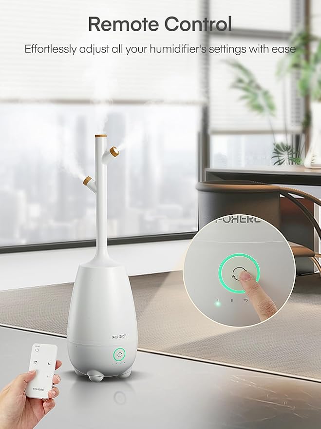 Humidifiers for Bedroom Large Room Home, 5L Quiet Cool Mist Top Fill Humidifier with Essential Oil Diffuser, Remote Control, Smart Humidistat, Sleep Mode, for Baby, Plants, Office, Nursery