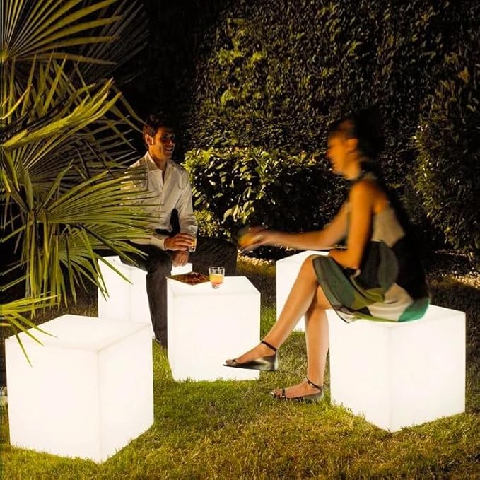 20-in LED Cube Chair, Cordless Rechargeable LED Cube Light Table, 16 Colors Glowing Light Up Cubes, Waterproof Glow Cubes Floor Lamp, Dimmable Cosmic Tesseract Mood Lamp for Bedroom Patio Garden Party