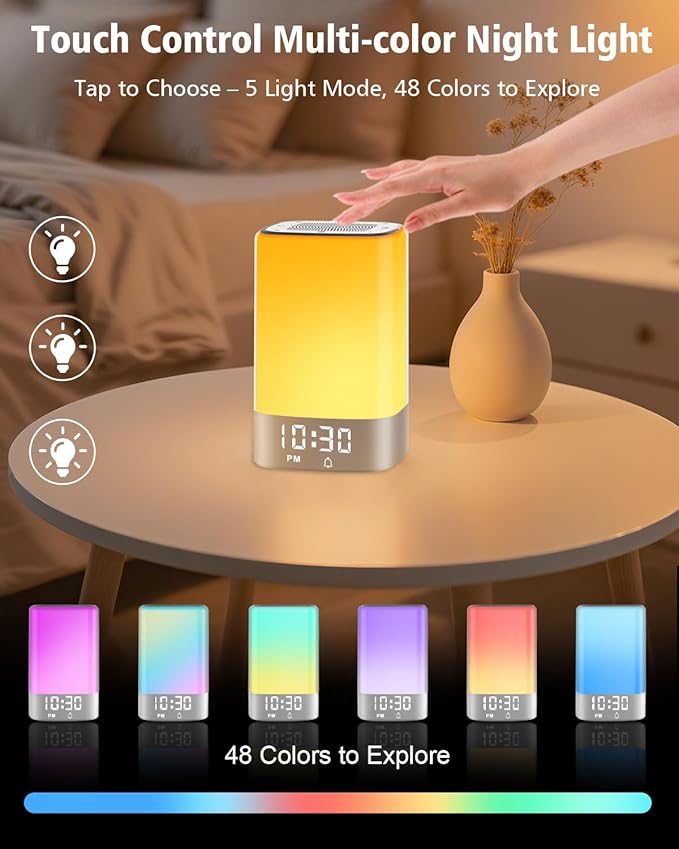 Sound Machine White Noise Machine with 32 Soothing Sounds, Bluetooth Speaker, Alarm Clocks for Bedrooms with Wake up Light, Night Light for Kids, App Control Birthday Gifts for Women, Teen Girls, Boys