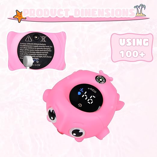 TKY Baby Bath Thermometer with Floating Toys - Digital Water & Room Temperature Monitor, Rechargeable Thermometer with Alerts for Newborn Bath Essentials, Infant Safety