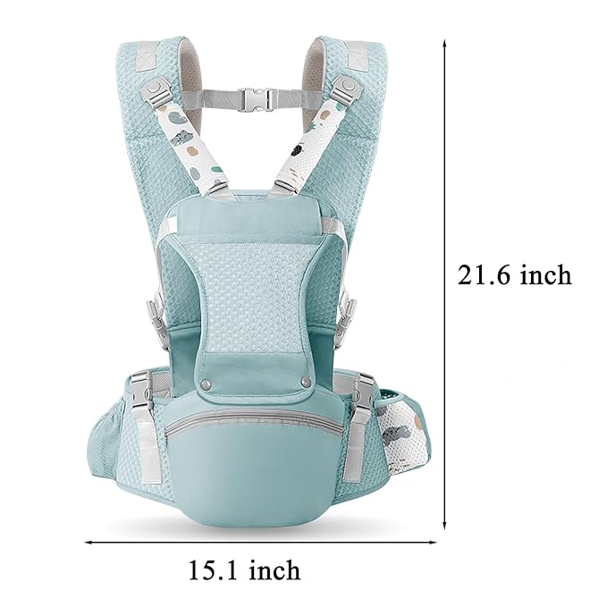 Baby Carrier with Hip Seat for Newborn to Toddler, 6-in-1 Ergonomic Infant Carrier for 0-36 Month Baby, All Positions Soft Breathable Mesh Wrap Carrier with Waist Stool, Easily Adjustable Baby Holder