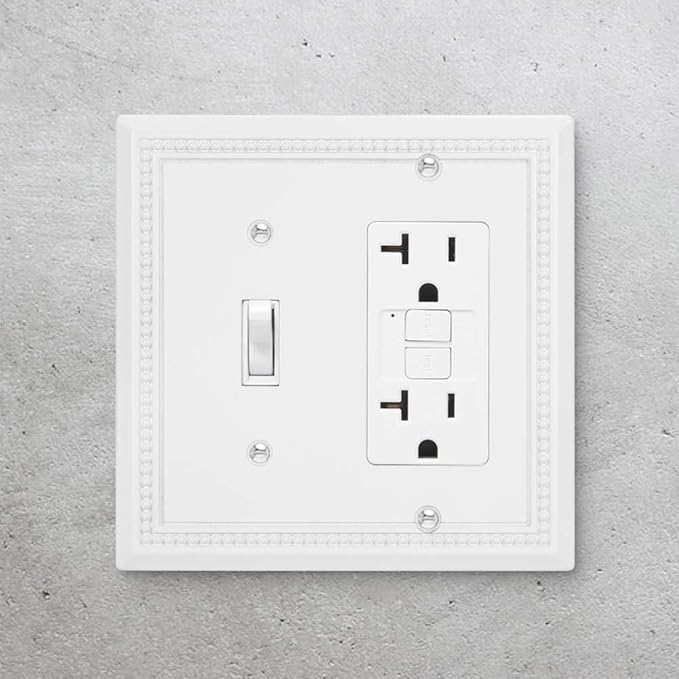 Henne Bery Sunken Pearls Heavy Duty Decorative Wall Plate Switch Plate Outlet Cover (Toggle/Decorator, White)