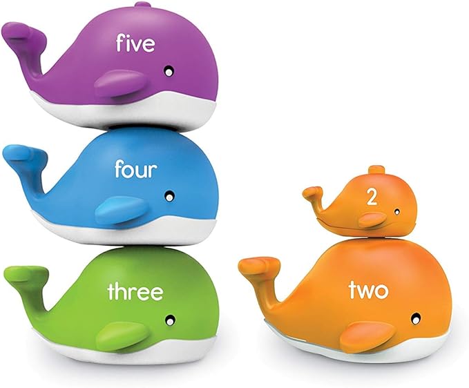 Learning Resources Snap-n-Learn Stacking Whales, Educational Toys ,Fine Motor, Counting & Sorting Toy, Shape Sorting, 15 Pieces, Ages 2+