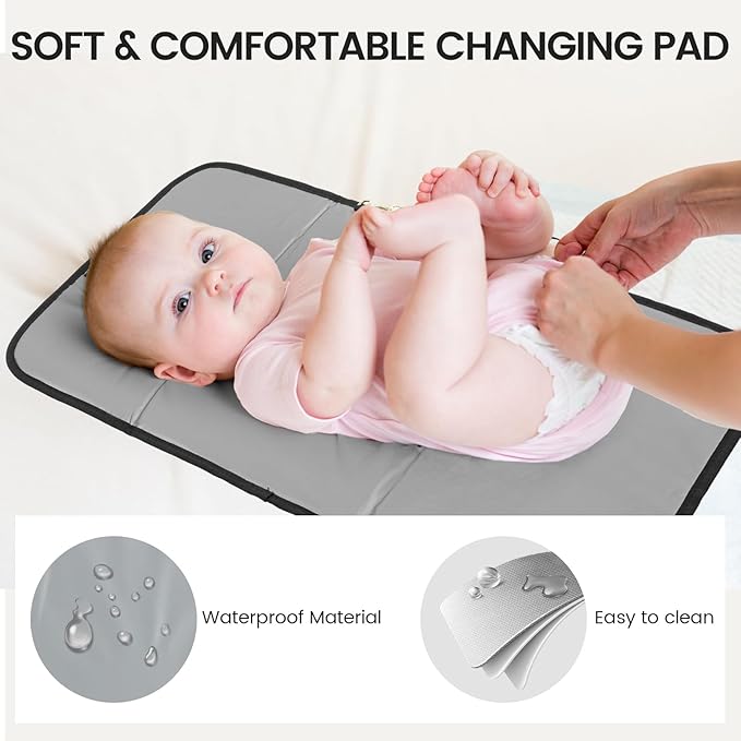 LOVEVOOK Diaper Bag Backpack, Baby Bag with Changing Station, Large Diaper Backpack for Moms Dads, Waterproof Leather Accents Baby Boy and Girl Bag for Travel Baby Essentials, Black