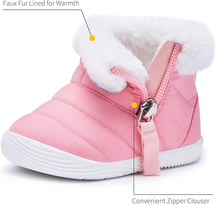 BMCiTYBM Baby Boy Girl Snow Boots Waterproof Winter Warm Booties Nonslip Lightweight Outdoor Shoes for First Walkers 6 9 12 18 24 Months(Infant/Toddler)