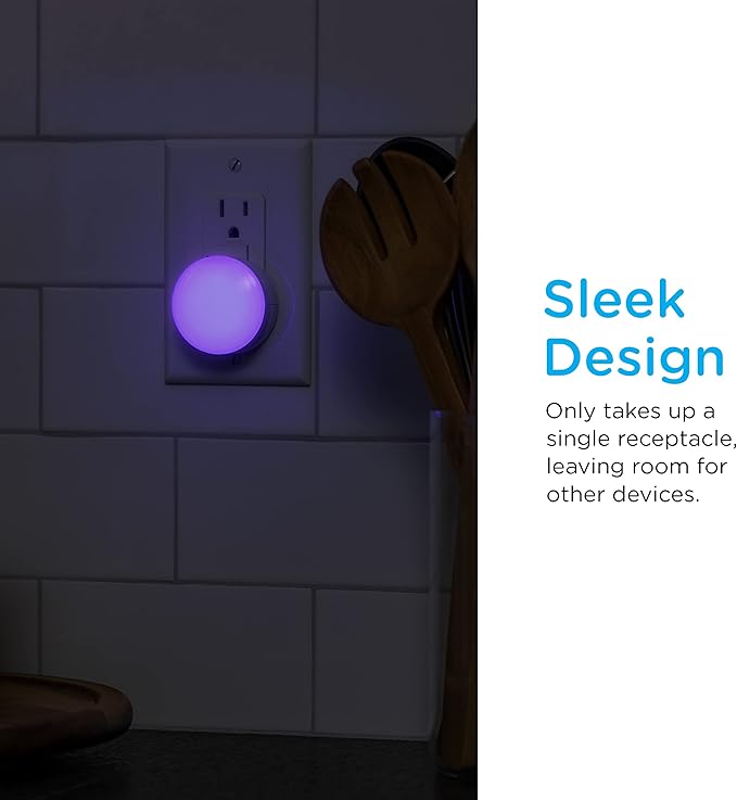 Lights by Night Color Changing Mini LED Night Light, Plug-in, Dusk to Dawn Sensor, Compact, 3 Modes, Ambient Lighting, for Kids or Adults, Bedroom, Bathroom, Nursery, Hallway, 4 Pack, 72961