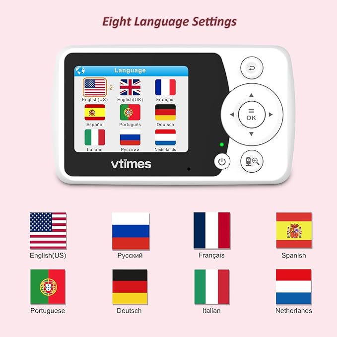 Baby Monitor with Camera and Audio, Video Baby Monitor No WiFi Night Vision 2.4" LCD Screen Portable Baby Camera Monitor Alarm Lullaby Temperature Sensor and 1000ft, Ideal for Baby/Elderly/Pet