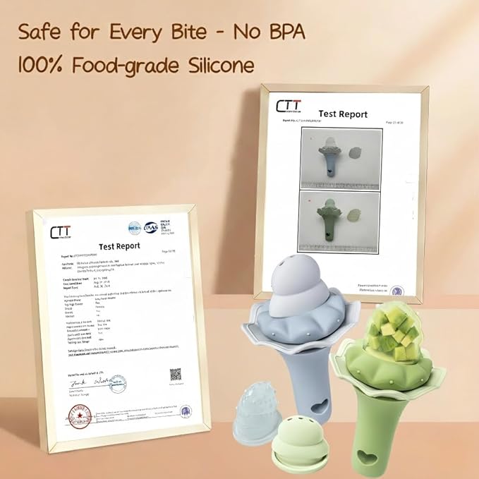 Moonkie Baby Fruit Feeder, BPA Free Silicone Food Feeder for Infant Self Feeding, Mesh Feeder with Two Pouches, Baby Shower Gifts 4 Months+, 2 Pack (Without Freezer Tray)