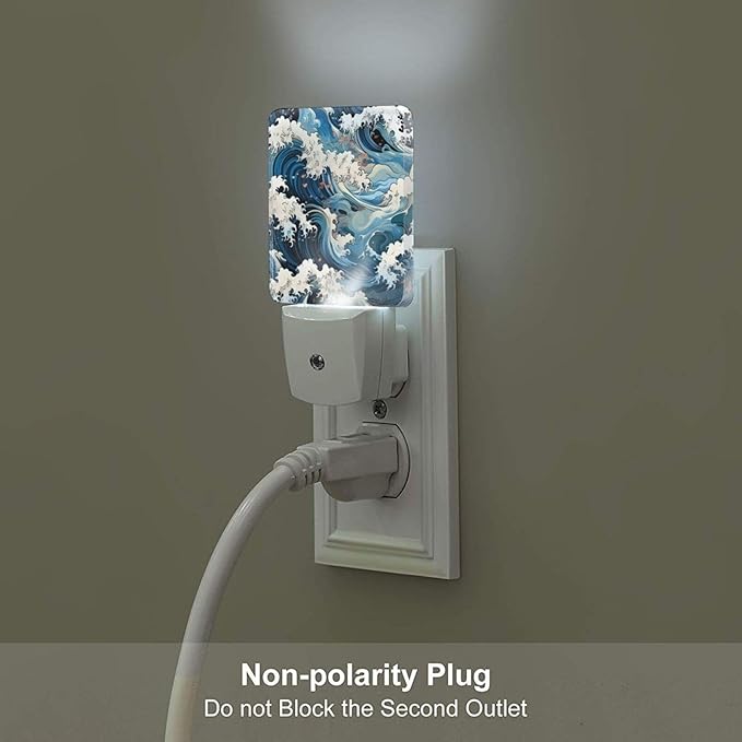 Movement of Waves Night Light,Plug-in Night Lights with Dusk to Dawn Sensor for Stairway,Hallway,Bedroom Sleep Friendly Ideal for Women/Girls/Boys Gift,0.5w