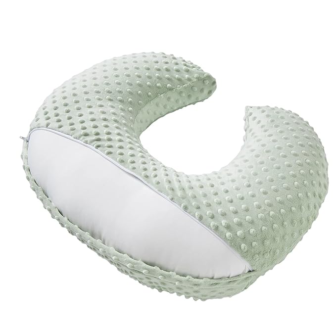 Nursing Pillow and Positioner with Cover for Breastfeeding and Bottle Feeding, Propping Baby, Tummy Time, Baby Sitting Support, Awake-Time Support (Green, 22" x 17.7" x 5.9")