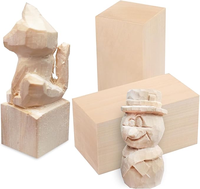 2 Pack Basswood Carving Blocks, 6x3x3 Inches Basswood Blocks for Beginner to Advanced Carvers, Ideal for DIY Projects and Gifts, Soft and Smooth, Easy Whittling and Carving,by GNIEMCKIN.