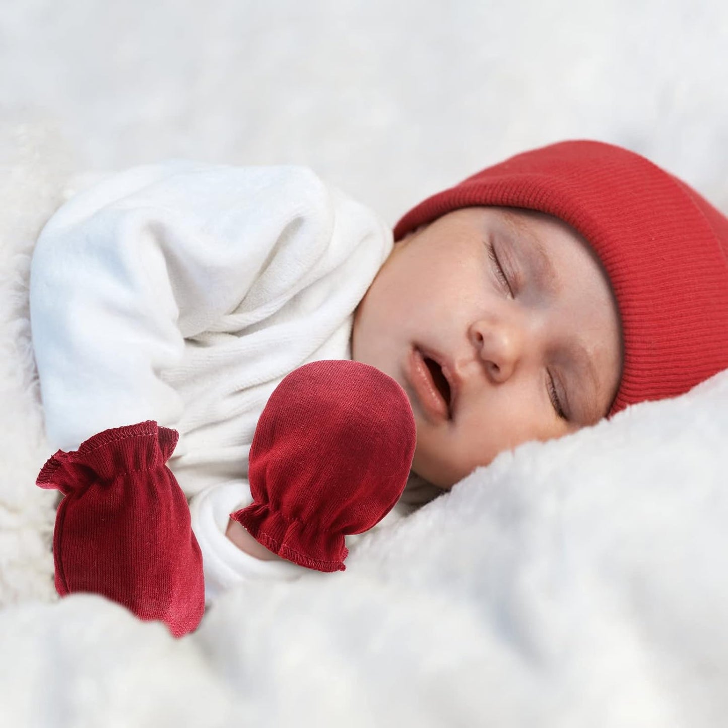 Newborn Baby Mittens No Scratch Cotton Elastic Wrist Gloves Infant Toddler Mittens for Baby Boy Girl 0-6 Months