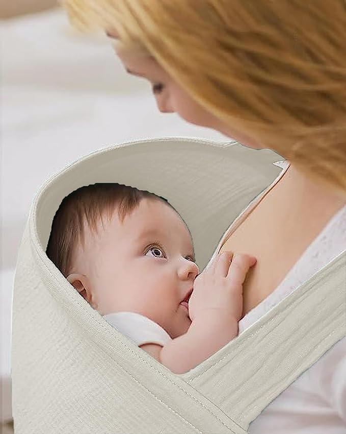 Muslin Nursing Cover for Breastfeeding, Breathable 100% Cotton Privacy Nursing Covers with Rigid Hoop for Mother Nursing Apron, Soft Arch Neckline Nursing Apron (Summer Wheat)
