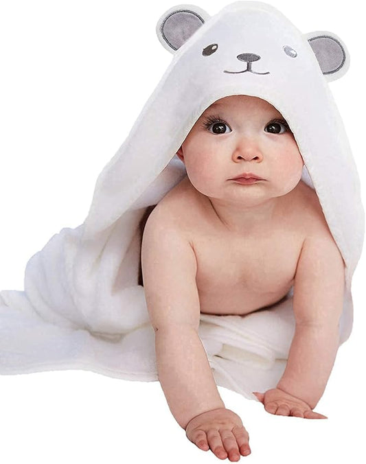 HIPHOP PANDA Hooded Towel - Rayon Made from Bamboo, Bath Towel with Bear Ears for Newborn, Babie, Toddler, Infant - Absorbent Large Baby Towel - Bear, 30 x 40 Inch