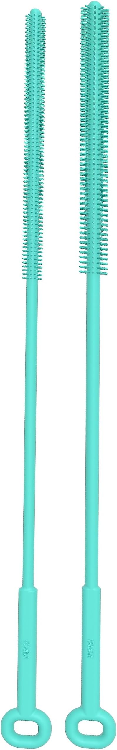 Reusable Silicone Straw Brush,Straw Cleaner,Pipe Cleaners,Extra Long Cleaner Brush for Cleaning Bottle Metal Glass Straws Drink Lid,Straw Cover,Smoothie Straw,Drinking Mint Green 6mm+8mm
