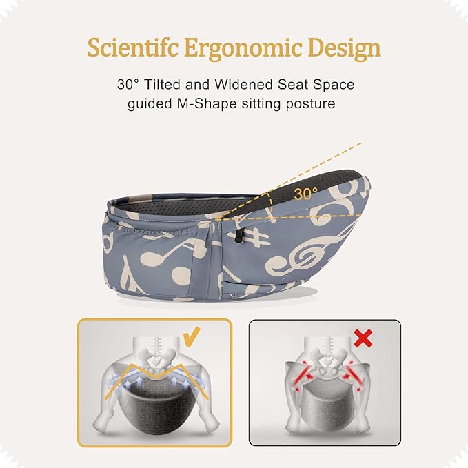 Baby Hip Seat Carrier Baby Waist Stool for Child Infant Toddler with Adjustable Strap Buckle Pocket Soft Inner Huge Storage,Dark Grey