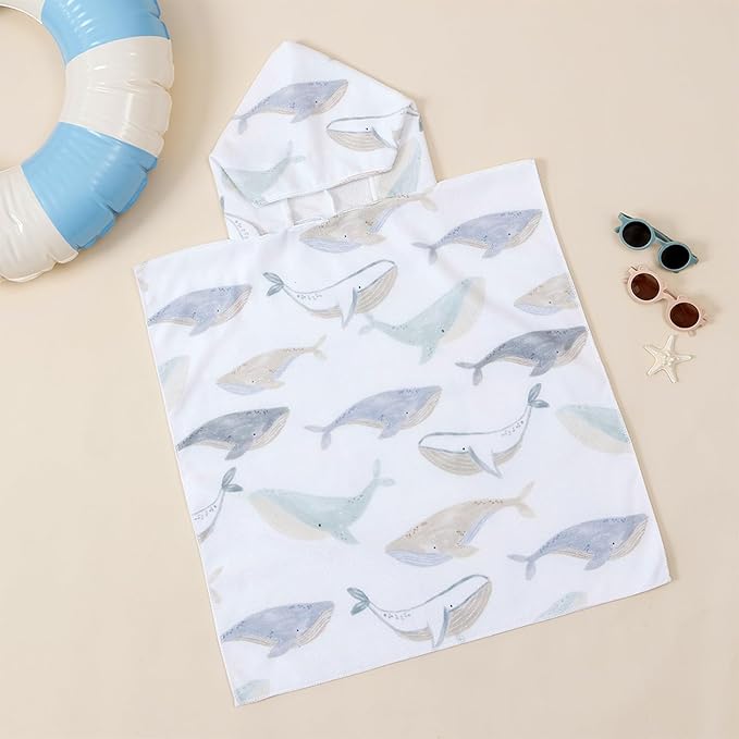 Toddler & Kids Hooded Bath & Beach Towel - Microfiber Wearable Poncho for Bathroom, Pool, Beach