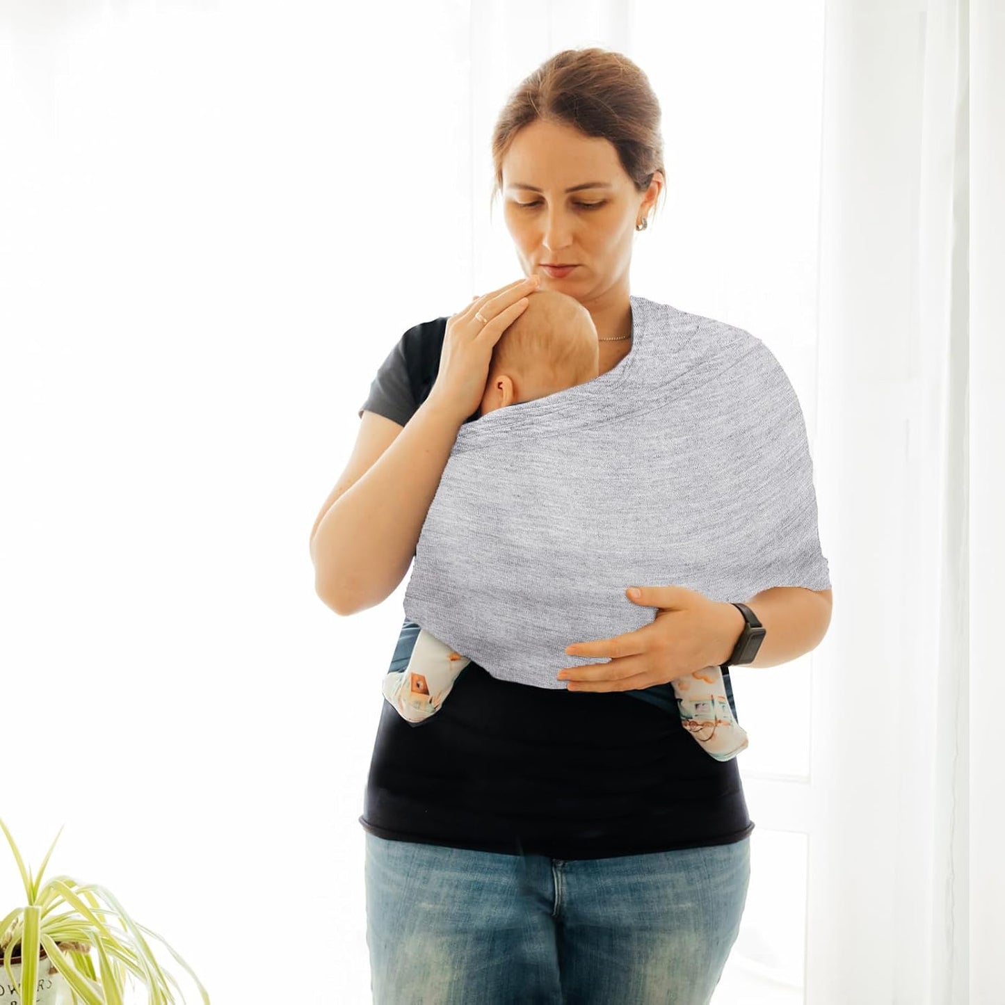 TKKOK Baby Wrap Carrier, Unisex Baby Carrier, Lightweight & Ultra Soft, Easy to Wear Baby Wrap, Perfect for Newborn Toddlers