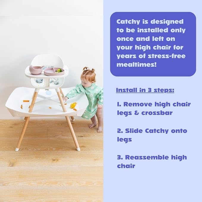 CATCHY - Food Catcher - Compatible with Lalo The Chair High Chair + 11 Other High Chairs - Highchair Sold Separately - Baby & Toddler Food & Mess Catcher - Under High Chair Accessory