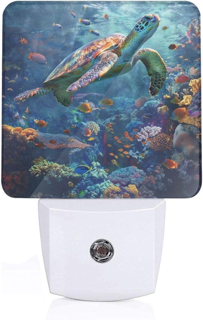 Led Night Light, Sea Turtle Decorative Plug in Nightlights,with Smart Auto Dusk to Dawn Night Light for Bedroom, Kitchen, Nursery, Bathroom