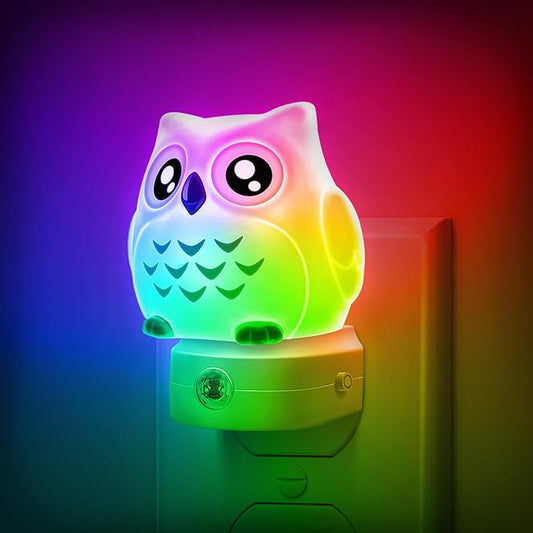 DORESshop Owl Night Lights Plug Into Wall, Cute Night Light for Kids, 8-Color LED Night Light with Dusk to Dawn Sensor, Decorative Nightlight for Kid Room, Bathroom, Bedroom, Children Gift, 1 Pack
