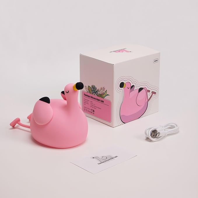 Night Light for Kids, Pink Flamingo Lamp Girls Trendy Gifts, Dimmable Silicone LED Funny Animal Baby Nursery Night Light, Rechargeable Bedside Nightlight Kawaii Pink Decor Toys for Home Bedroom Office
