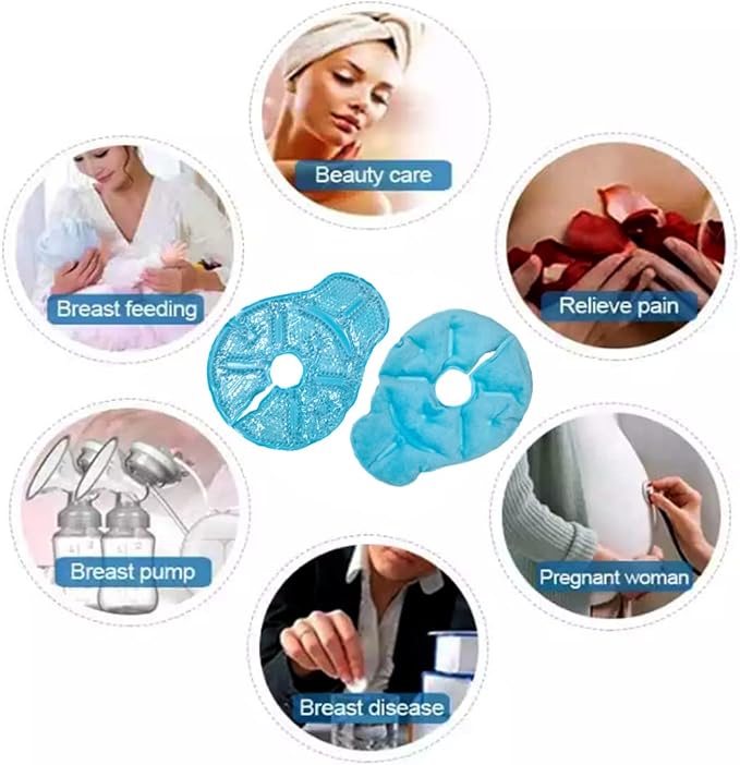 Reusable Breast Ice Packs, Breast Therapy Pack, Breastfeeding Essentials, for Breastfeeding Relief, Engorgement, Swelling Augmentation, Mastitis, Mastectomy Recovery, 2 Pack (Blue)