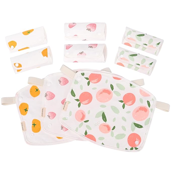 Bebamour Drool and Teething Reversible Cotton Pad For All Carry Positions Baby Carrier White Drool Bib For Boys & Girls(Persimmon)