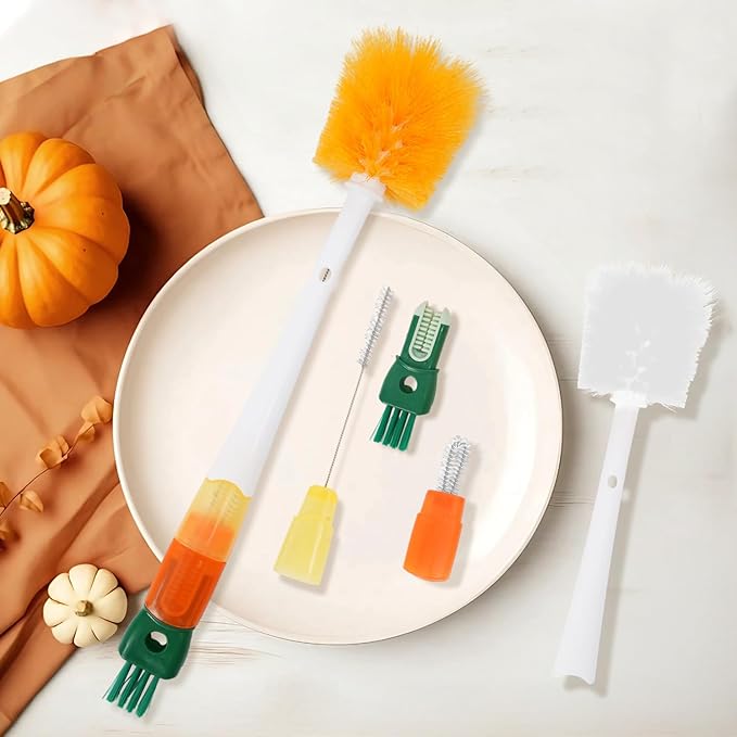 Multifunctional 5-in-1Cleaning Brushes for Household use Detachable Long Handle Cup Brush+ 2 Hooks,Applicable to Bottle Brush Cleaner, Straw Cleaner Brush,Detail Brush for Cup Lid Gap