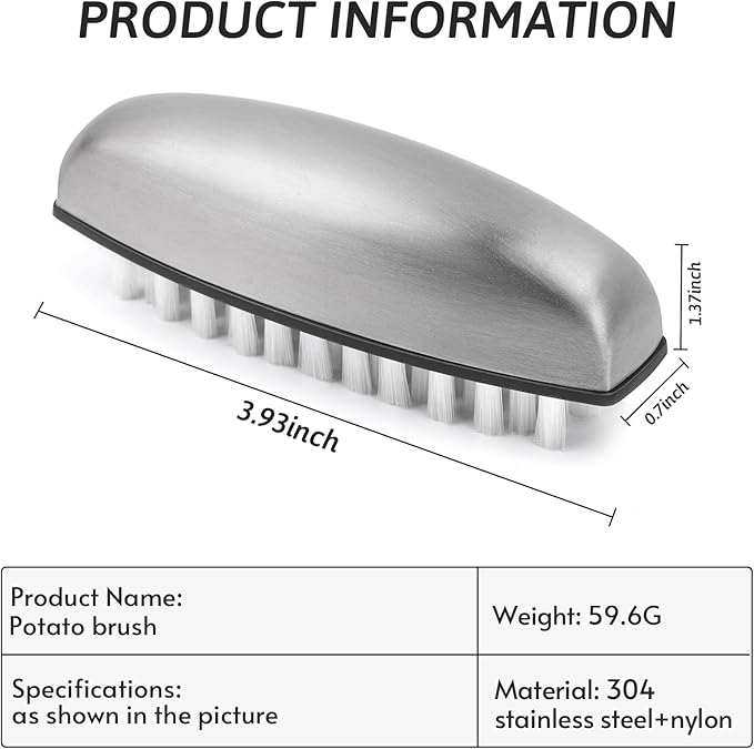 Vegetable and Fruit Cleaning Brush, 304 Stainless Steel Cleaning Brush, Microfiber Scrubbing Pad, Multipurpose Kitchen Tool