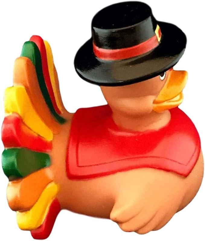3" Thanksgiving Turkey Rubber Duck [Floats Upright] - Baby Safe Bathtub Bathing Toy