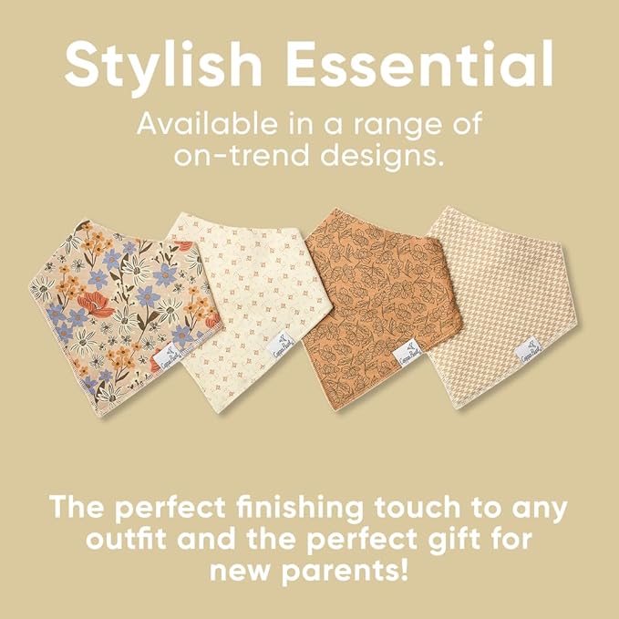 Copper Pearl 4 Pack Soft Cotton Baby Bibs for Drooling and Teething, Absorbent Drool Bibs for Baby Girl and Boy, Adjustable to Fit Newborns to Toddlers, Tons of Styles (Eden)