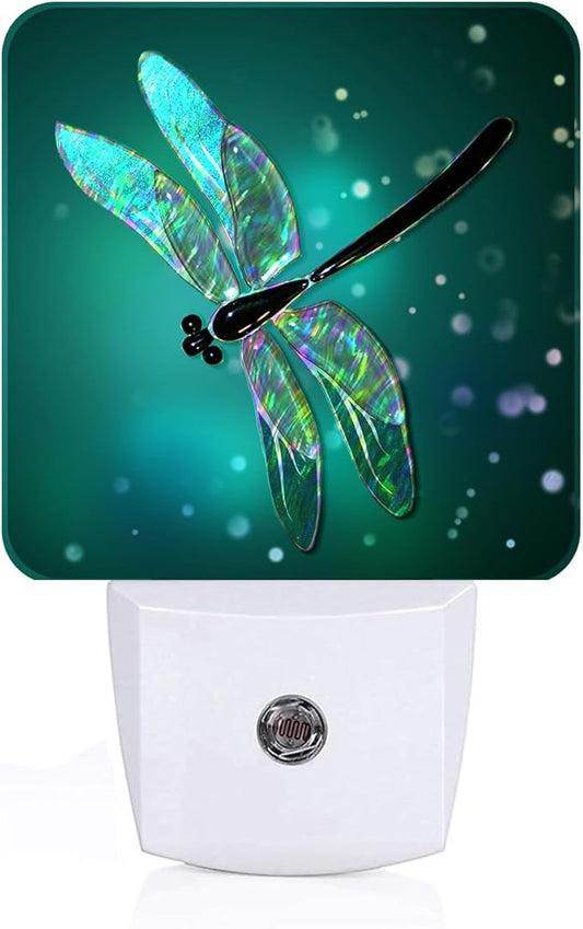 Green Dragonfly Night Light,Plug Into Wall Decor for Stairway,Hallway,Kitchen,Dusk to Dawn Sensor Nightlights for Boys/Girls/Women/Men Room Gifts