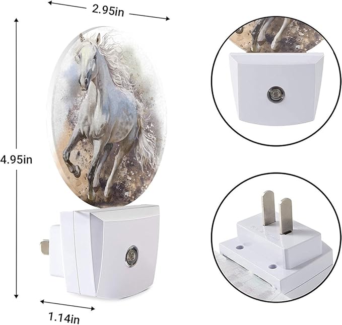 EKOBLA Running Horse LED Night Light Horse Dramatic Sunset Sky Dusk to Dawn Plug-in Nightlights Auto Sensor for Home Indoor Bathroom Hallway Kitchen