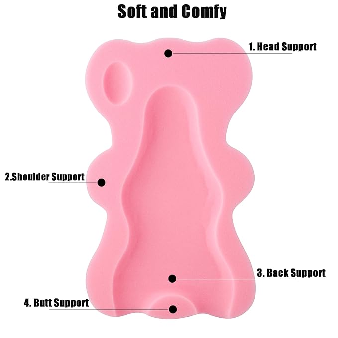 PandaEar Baby Bath Sponge Infant Soft Bath Sponge Mat, Baby Bath Mat Newborn Odor Free Bath Cushion, Blue (Pink)