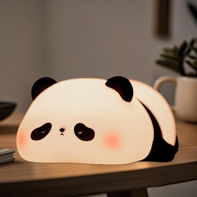 Cute Panda Night Light for Kids, LED Panda Lamp, Food Grade Silicone Novelty Animal Night Lamp,Dimmable Nursery Squishy Nightlight, Cool Gifts for Kids, Office Desk/Baby Boys/Girls Room Decor