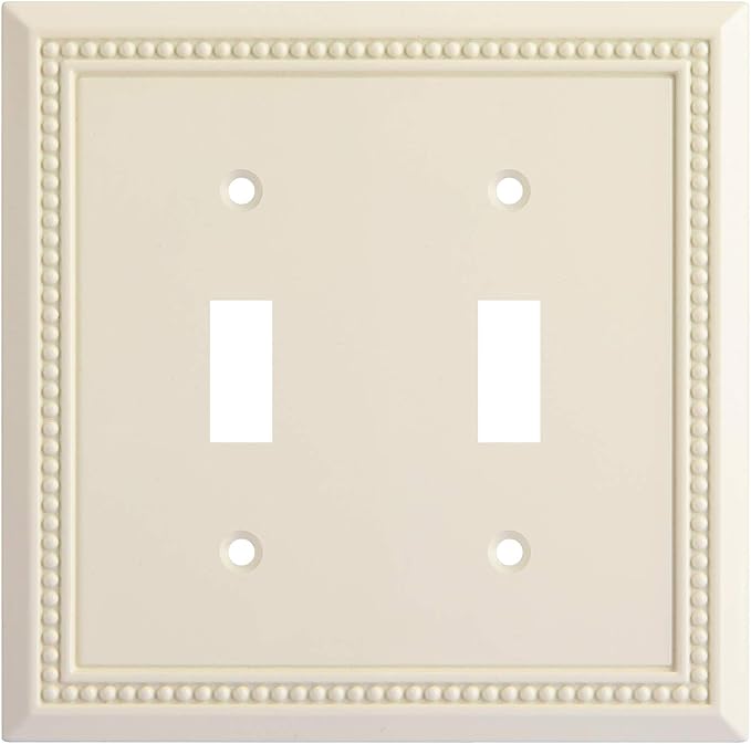 Henne Bery Sunken Pearls Heavy Duty Decorative Wall Plate Switch Plate Outlet Cover, Durable Solid Zinc Alloy (Double Toggle, Light Almond)