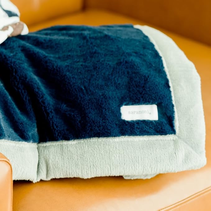 SARANONI Luxury Receiving Blankets for Babies | Ultra-Soft Lush and Boutique Quality Baby Blanket | Navy Gray - 30" x 40”